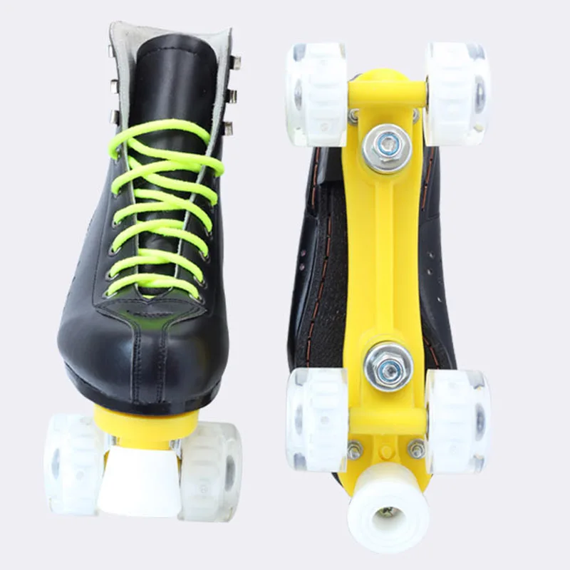 Japy تزلج زلاجات دوارة مزدوجة خط الجليد الأسود مع بو عجلات الأبيض يستأصل الغدد التناسلية نماذج الكبار 4 عجلات اثنين خط الأسطوانة أحذية التزلج