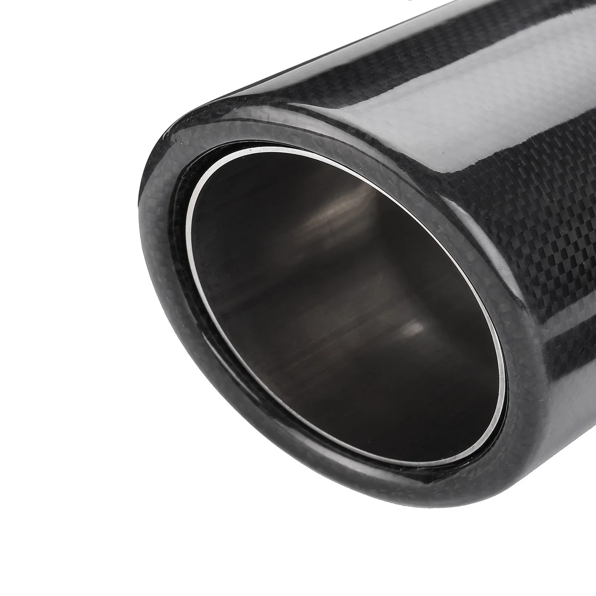 Silenciador de Cano de Escape Brilhante de Fibra de Carbono Carro Estilizador Automotivo Universal 2.5 Polegadas 63mm-inlet 89mm-saída Preto Par 6 Cheap Silenciadores
