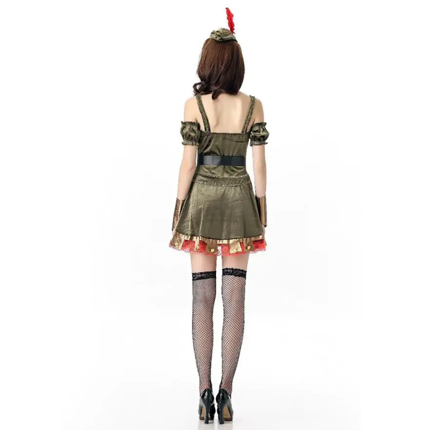 4 шт. для взрослых Для женщин Робин Гуд маскарадный костюм на Хэллоуин Косплэй для девочек солдат равномерное Маскарад платья