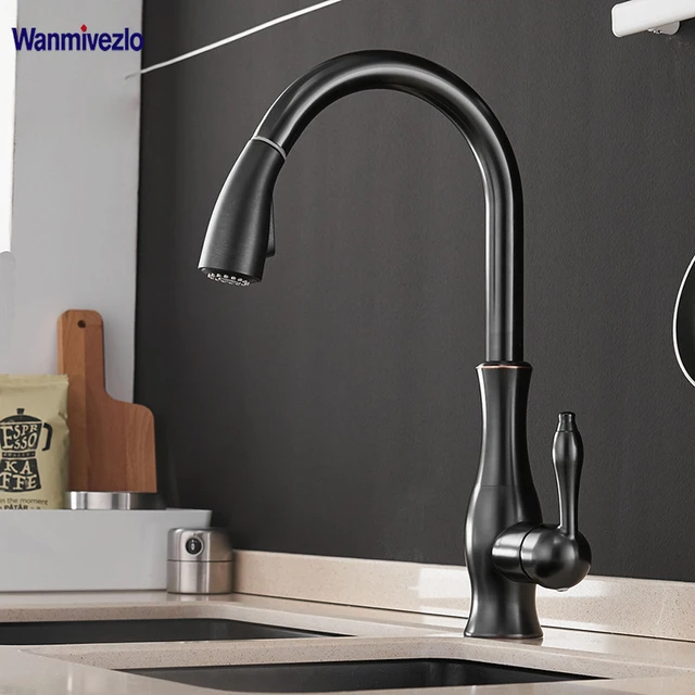 Best Price Kitchen Faucets Black Single Handle Pull Out Kitchen Tap Single Hole Handle Swivel 360 Degree Water Mixer Tap Mixer Tap