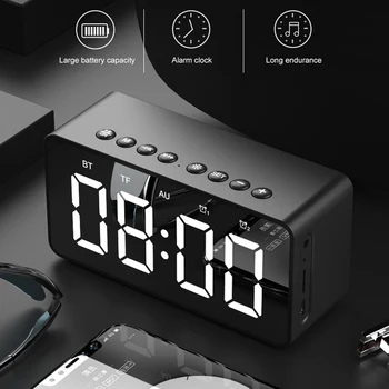 

Bluetooth 5.0 Portable Wireless Bluetooth Speaker Column Subwoofer Music Sound Box LED Time Snooze Alarm Clock for Laptop Phone