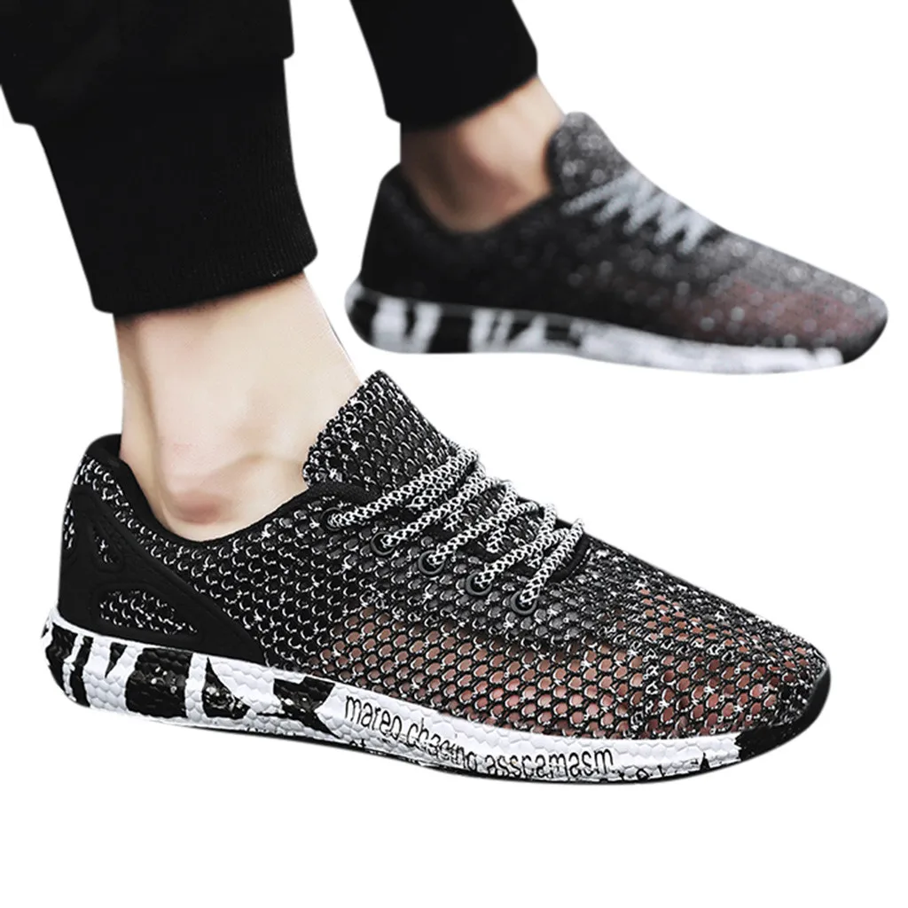 

Men's Hollow Mesh Breathable Sneakers Lightweight Casual Lace-Up Sneaker Shoes EVA Insole Material Low Heel Height May 21
