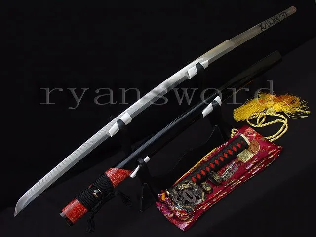 Глина высокого качества закаленная+ абразивная 1095 углеродистая сталь+ изогнутая сталь+ Железный японский меч катана