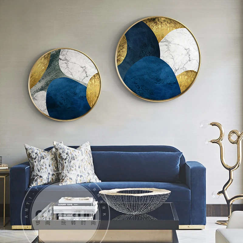 Abstract Golden Geometric Circle Canvas Poster Print Picture Wall Art Home Decor