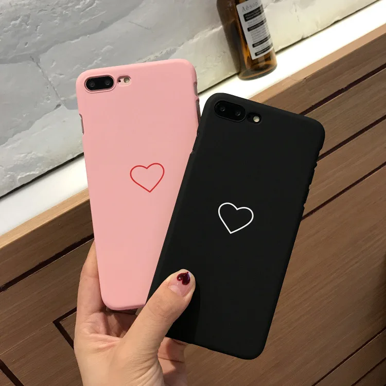 

For iphone 5 5s se Case For iphone 6 7 Case For Fundas iphone 6s XS Max XR X 7 8 Plus Case Cover Hard Heart Love Black Pink Case