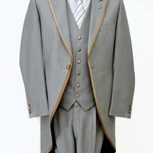 Последний дизайн пальто брюки серый Slim Fit двубортный Свадебный костюм жениха смокинг Дворцовое Платье Мужские костюмы(пиджак+ брюки+ жилет+ галстук