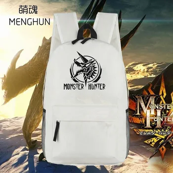 

Monster Hunter Zinogre symbol printing white nylon bag school bag game fans monster hunter backpacks