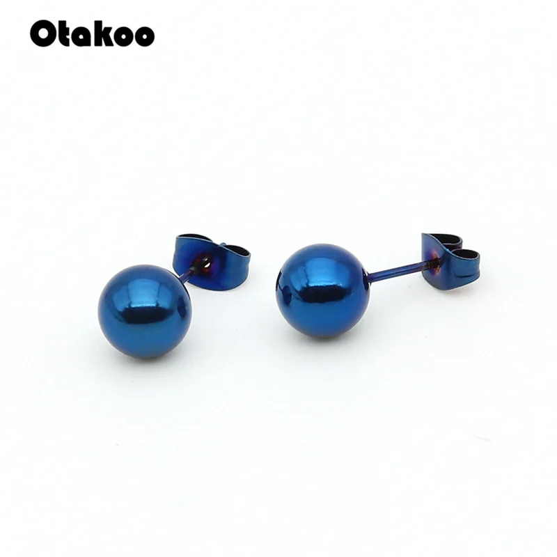 Серьги гвоздики Otakoo из хирургической стали серебристые черные золотистые и