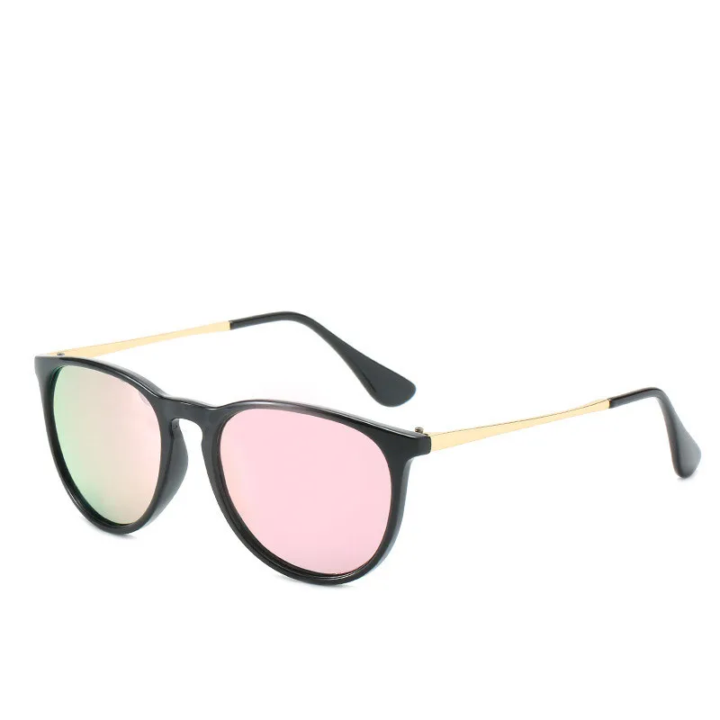 Солнцезащитные очки круглые для женщин и мужчин Ray Bann солнцезащитные очки унисекс зеркало летние UV400 классические очки легкие черепахи коричневый розовый синий - Цвет линз: black pink