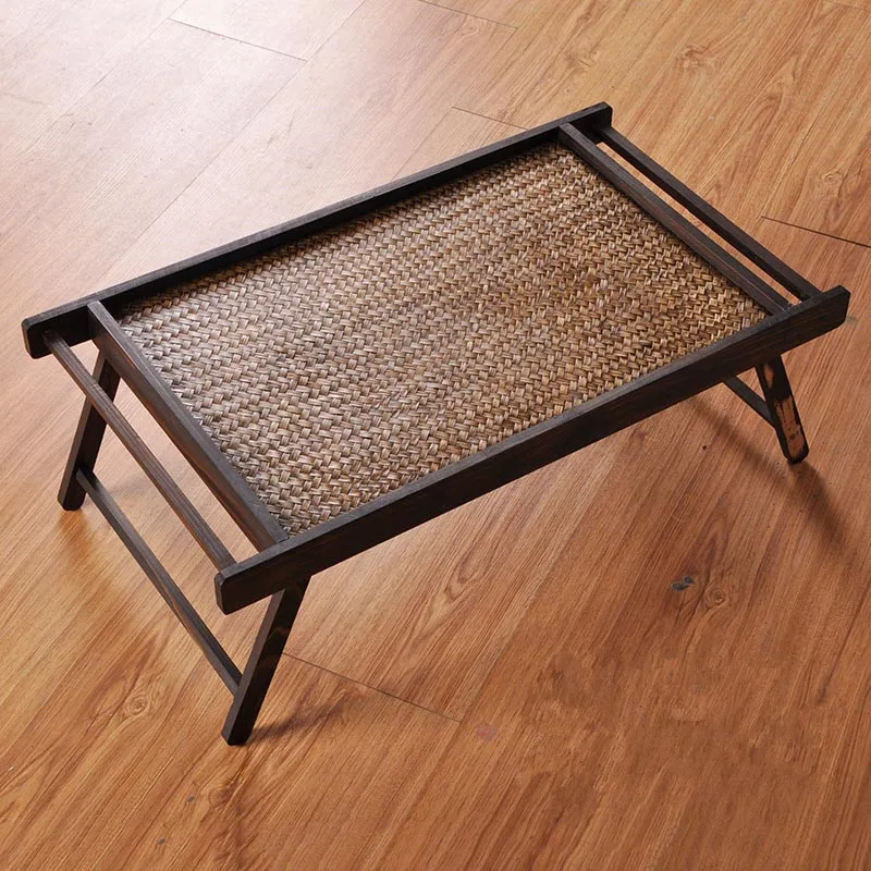 Portable Bamboo&Wood Foldable Breakfast Table Laptop Desk Bed Serving Tray TV Table Asain Style Low Tea Table Furniture Folding