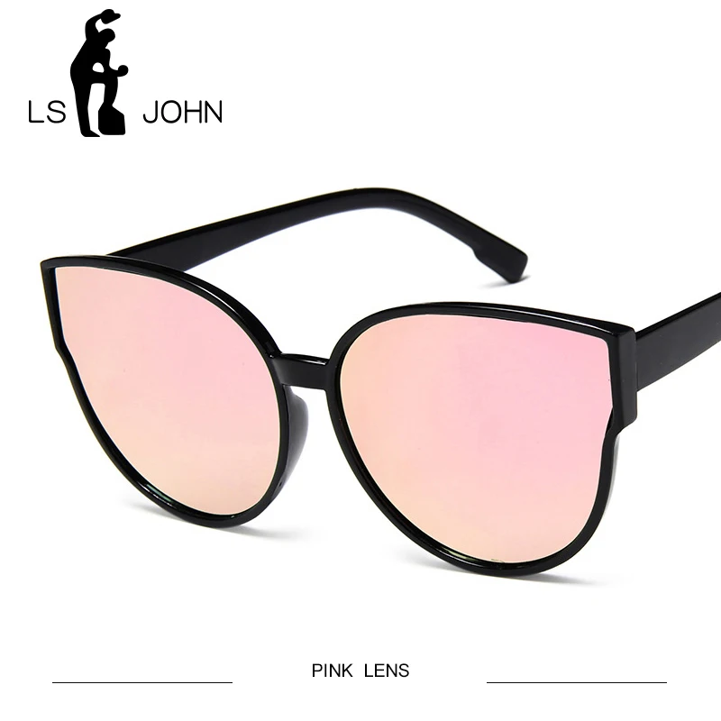 LS JOHN Vintage Sunglasses Women Cat Eye Sunglasses Sexy Summer Red Sun Glasses for Female Brand Designer Eyewear UV400 - Цвет линз: PINK