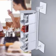 Коробка банка для специй приправ 360 градусов вращающийся вертикальный с ложкой кухонный составной контейнер для пищевых продуктов для солевого перца