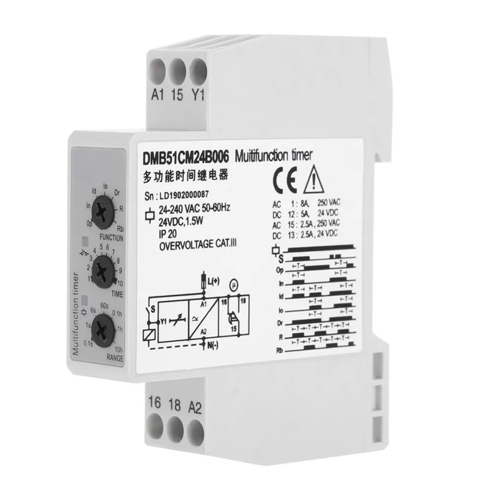 

DC 24V & AC 24-240V Multi-voltage Time Relay Delay OFF Switch with 7 Function Choices