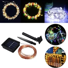 Solar Power String Light Waterproof LED Strip 10m 100 LED Copper Wire lamp Warm White For Outdoor Christmas decoration lights
