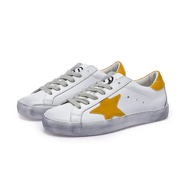 Blanc Vedettes Profonde Printemps Peu Nouveau Star argent Couleur Correspondant Le Coréenne Femmes Automne Cuir rouge Véritable Au Version Orange 2019 Chaussures De 8OPnXNwk0