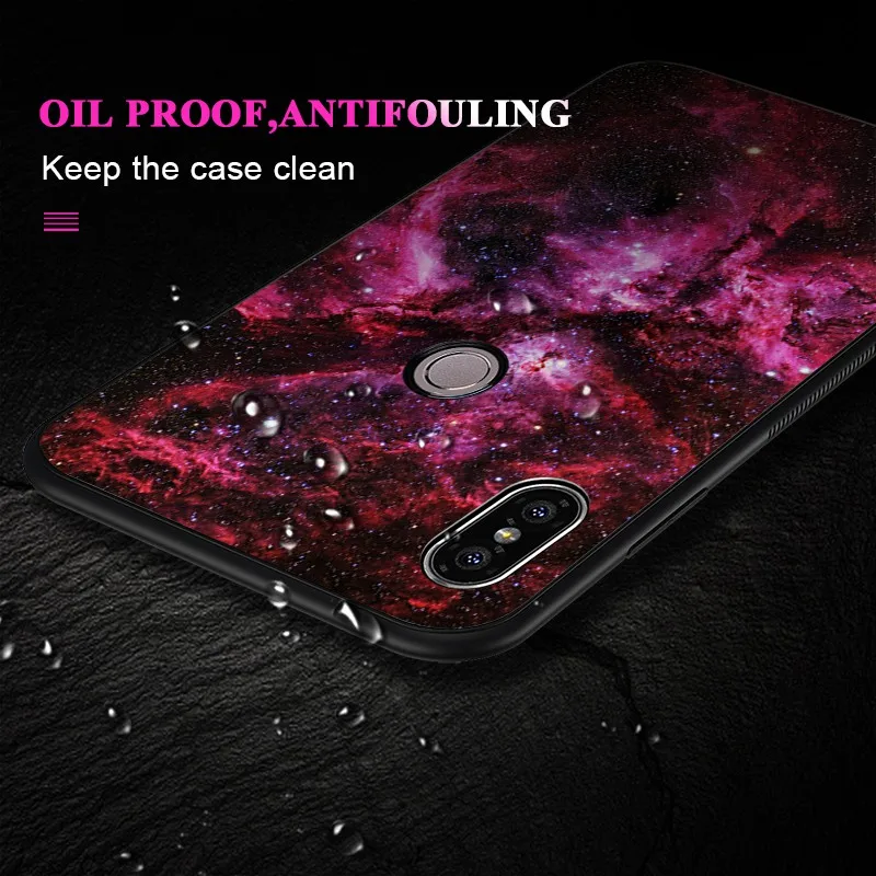 TOMKAS Space Glass Case for Xiaomi Redmi Note 5 6 Pro Cases for Pocophone F1 Silicone Cover Case for Xiaomi Redmi 4X Mi A2 Lite (9)