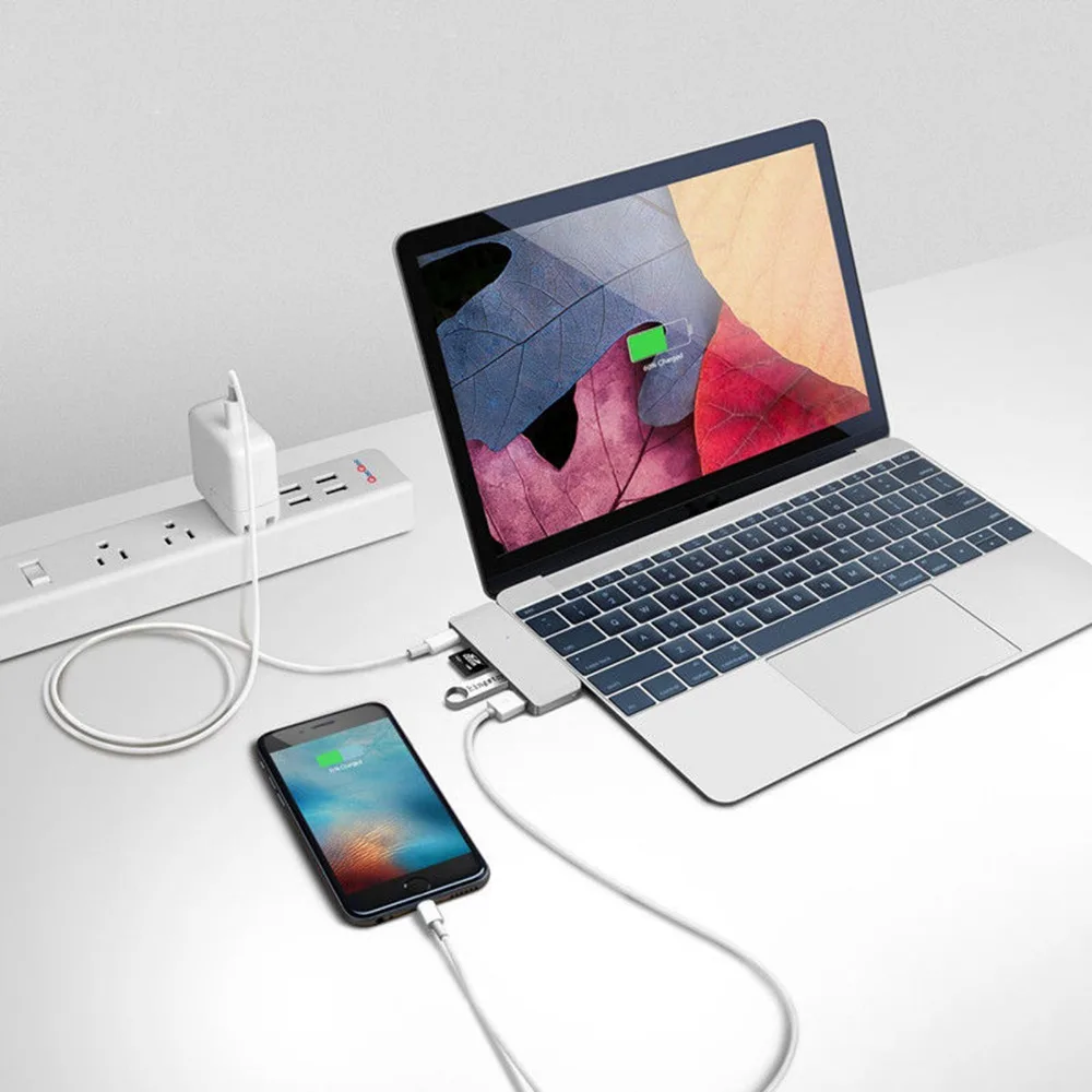 5 in1 USB c Hub 3.0 Тип-C адаптер для Macbook Pro зарядки синхронизации данных Card Reader