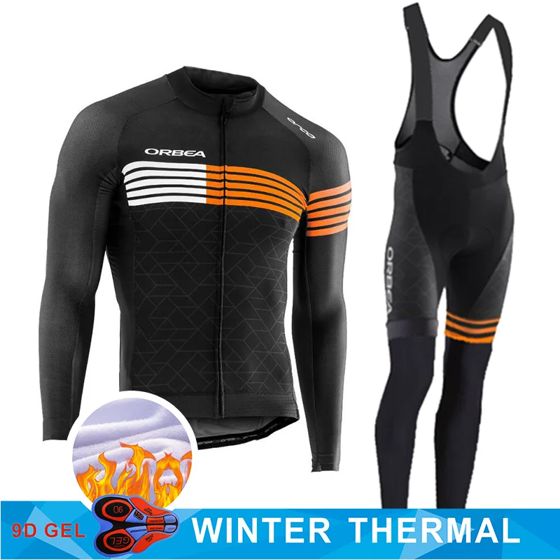 

2018 Team Orbea Pro Cycling Jersey 9D Pads Bike Pants Set Mens Ropa Ciclismo Winter Thermal Fleece Bicycle Jacket Cycling Wear