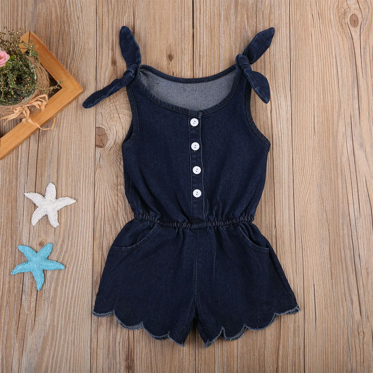2017 Toddler Kids Baby Girls Denim Romper Clothing Summer Newborn
