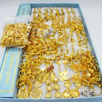 

22pcs randomHOtFashion wedding Dubai Africa Nigeria African Jewelry gold-color Earrings romantic woman Bridal Jewelry