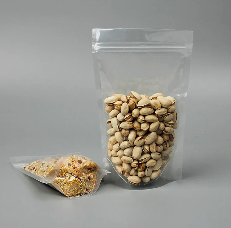 100PCS Clear Stand-up Plastic Ziplock Packaging Bag DIY Matcha