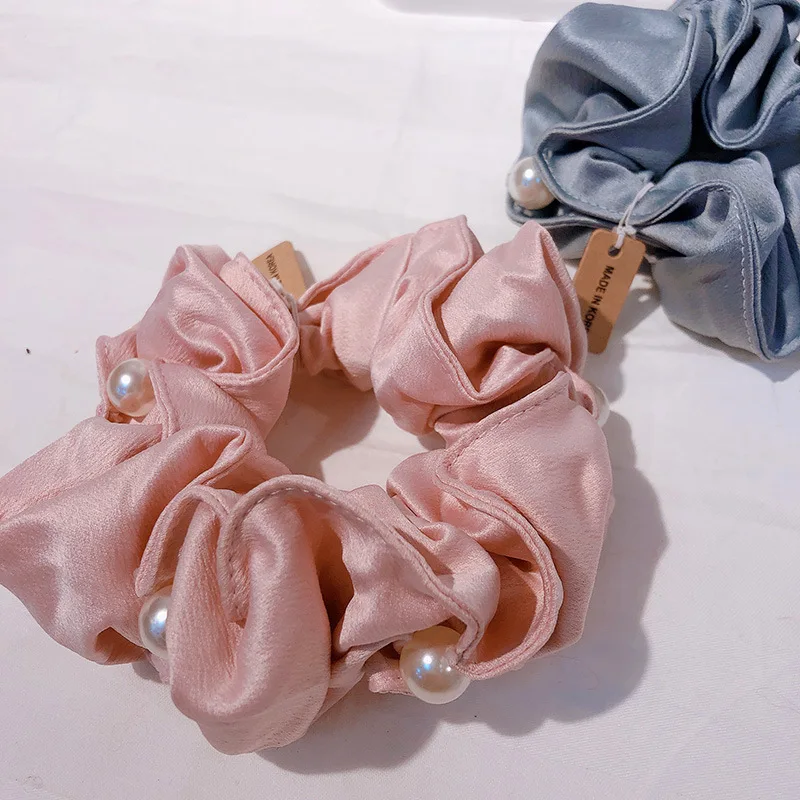 Korean Fashion Summer Elastic Hair band Solid Color Hair Ring Simple Women Hair bands Pearl Hair accessories Dance Scrunchie