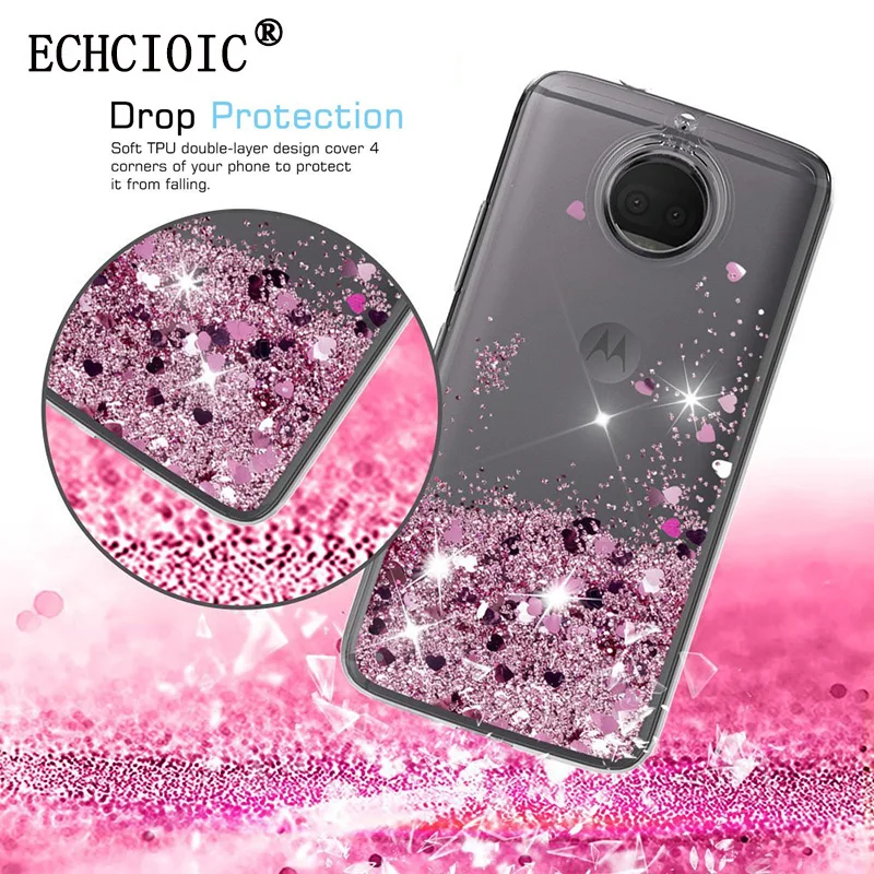 

For Motorola Moto G5S / G5S Plus Girls Women Liquid Glitter Sparkle Quicksand Bling Cute Clear Soft TPU Silicone Case Back Cover