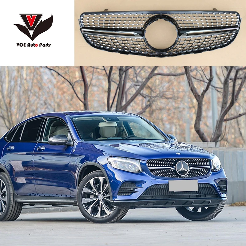 Us 1226 W253 Diamond Front Racing Grill Grille For Mercedes Benz Glc Class W253 X253 Glc200 Glc250 Glc300 Glc450 Sport Version Blacksil In Racing