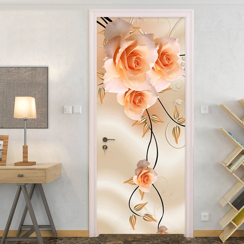 Rose Door Wall Sticker Decals Self Adhesive Mural Home Bedroom Decor Waterproof