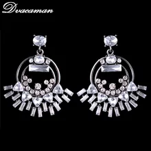 Dvacaman Newest Fashion Crystal Wedding Bridal Statement Earrings Women Luxury Rhinestone Drop Dangle Earrings Party Jewelry
