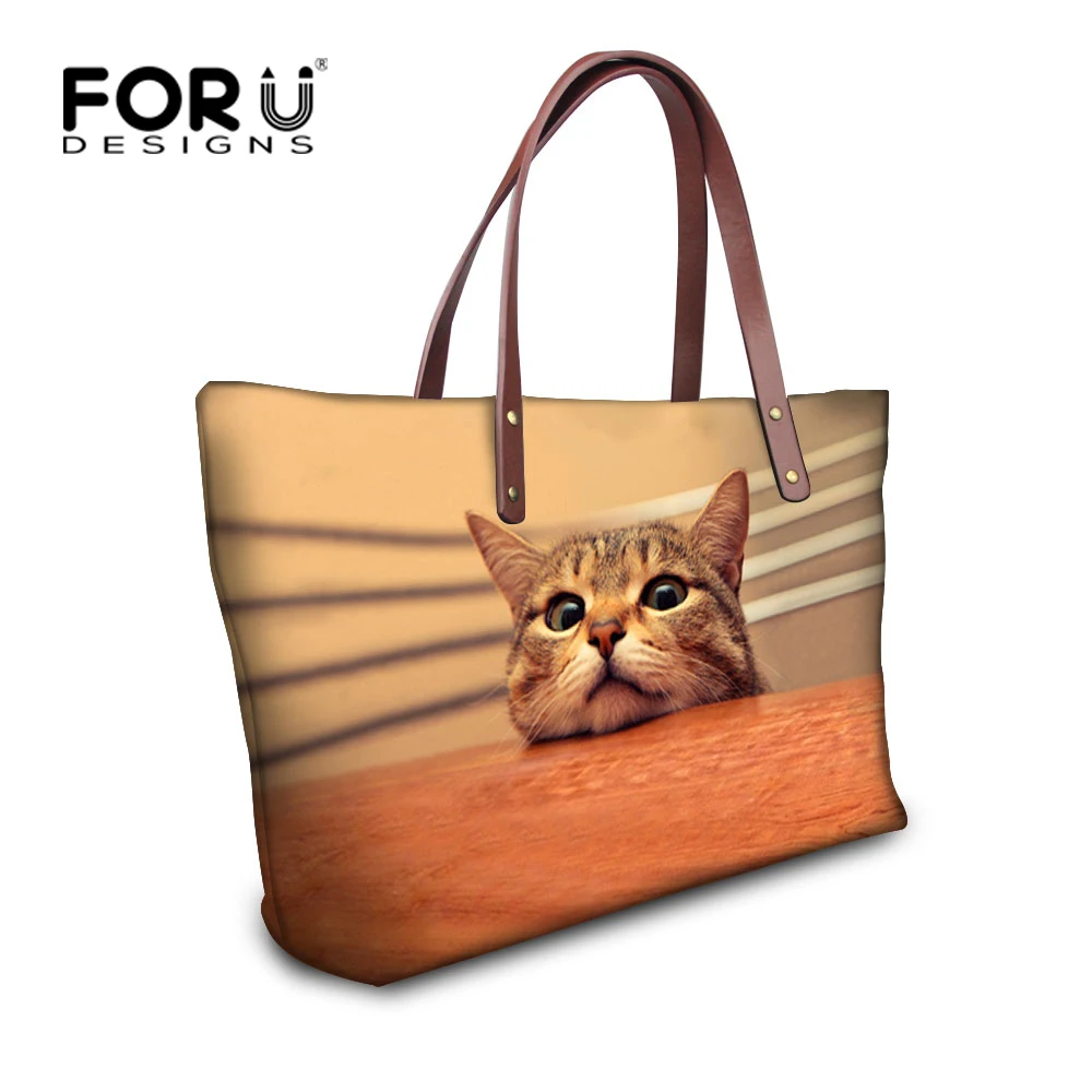 FORUDESIGNS/женская сумка с 3D принтом в виде кошек и собак повседневная дорожная тоут