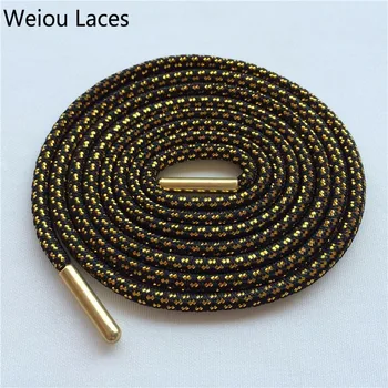 

Weiou Cross Grain Black Gold Shoe Laces Sports Speckled Glitter Strings Round Novelty Dress Shoelaces Stretch For Martin Boots