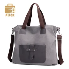 Винтажная холщовая кожаная сумка на плечо, женские сумки, Большая вместительная Повседневная сумка-мессенджер, кожаная Лоскутная сумка-тоут, вместительные сумки