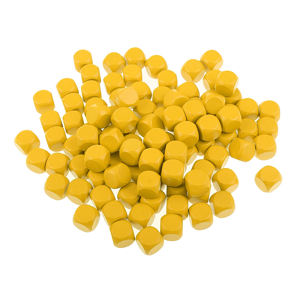 100 Pieces Wooden Plain Dices Cube Cubes Blank Square Wood Six Sided Dice 16mm 