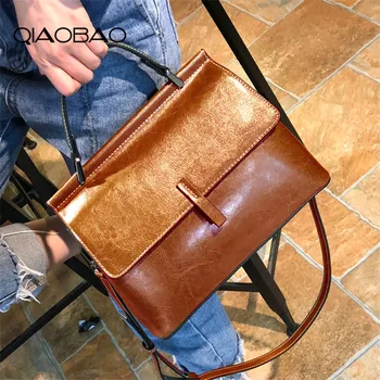 

QIAOBAO Fashion Women Handbags Genuine Leather Totes Bag Top-handle Hasp Crossbody Bag Shoulder Bag Lady Simple Style Hand Bags