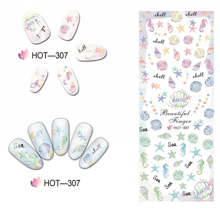 

UPRETTEGO NAIL ART BEAUTY WATER DECAL SLIDER NAIL STICKER JAPANESE CARTOON STAR SEA CONCH UNDERWATER HOT307-309