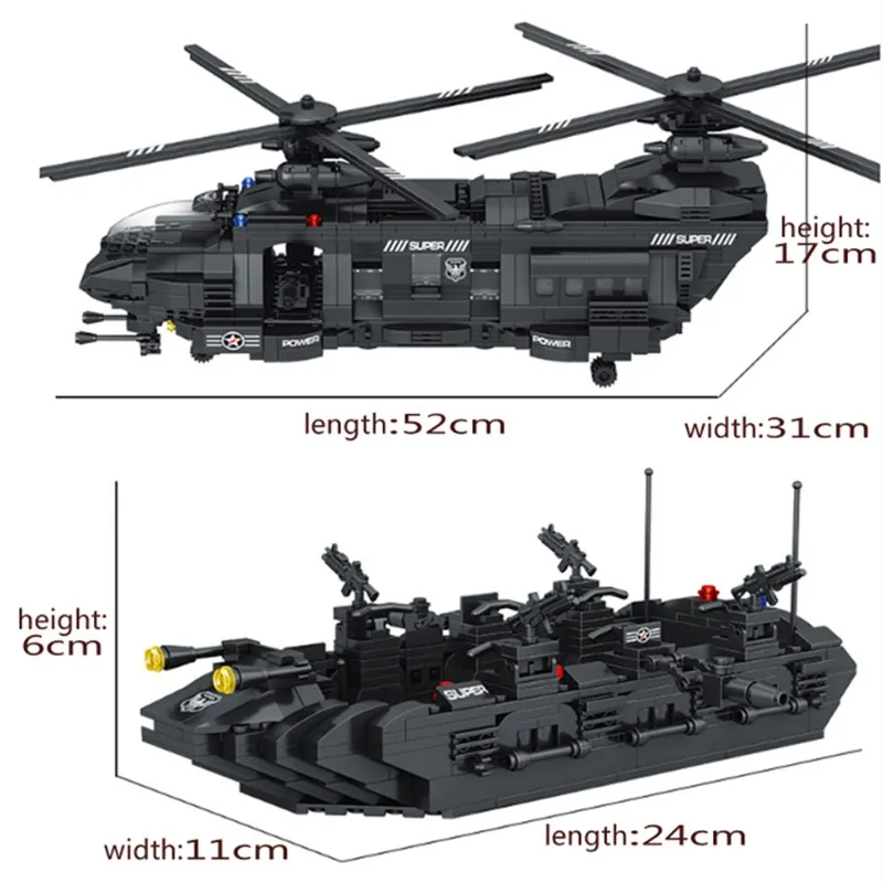 SWAT Team 1351PCS fit City Police Building Blocks bricks SWAT police solider Transport Helicopter Children Kid Gift Toy