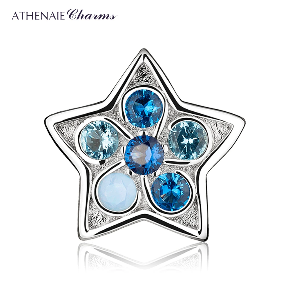 ATHENAIE бусины из стерлингового серебра 925 Амулеты разноцветные CZ яркая звезда амулеты для женщин браслет и ожерелье DIY ювелирные изделия