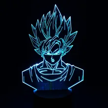 Dragon Ball Z Супер Saiyan Бог Гоку фигурки 3D Настольный светильник 7 цветов изменения ночник для мальчиков детские подарки