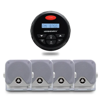 

Marine Waterproof Bluetooth Radio FM AM MP3 Player Stereo Audio + 4 Inch Marine Waterproof Boat Box Speaker For Outdoor ATV UTV