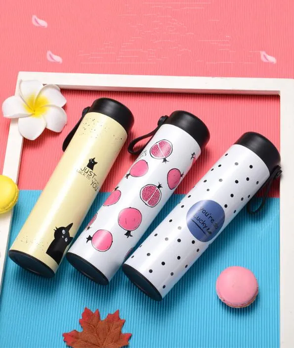 

500ml Cute Stainless Steel Thermos Flask 5 Colors Fruit and cat Pattern Vacuum Thermo Cup For Kids,Woemn Coffee Mug