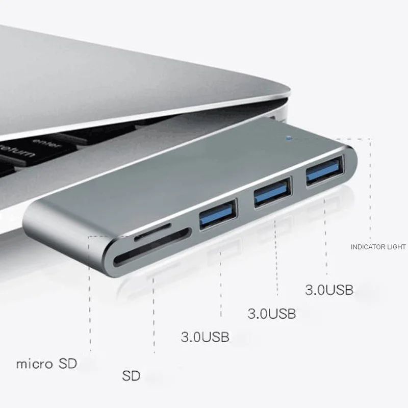 5 в 1 USB 3,1 Тип C концентратор USB C концентратор адаптер порта USB 3,0 SD слот Micro SD карты reader для MacBook Chromebook