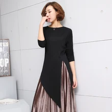 SuperAen, новинка, женская футболка, одноцветная, хлопок, женские футболки, футболка с длинным рукавом, круглый вырез, плюс размер, женская одежда