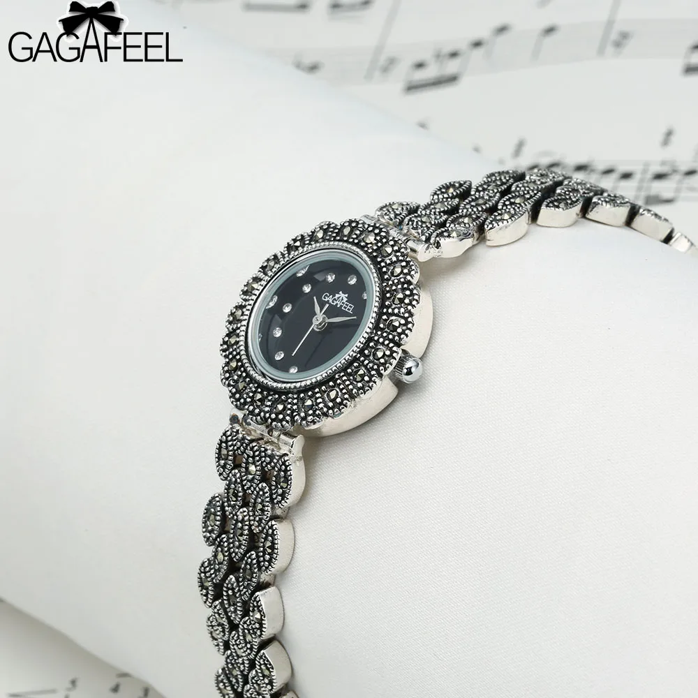 

GAGAFEEL 2017 Women's Bracelet Watches 925 Sliver Quartz Watches for Woman Female Dress Wristwatch Clock Hour