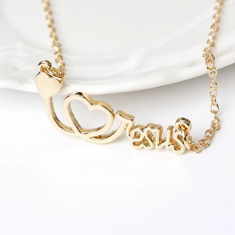 

English alphabet Heartbeat Doctor Hollow love Heart Stethoscope Cardiogram Pendant Necklace lucky letter jesus necklace Jewelry