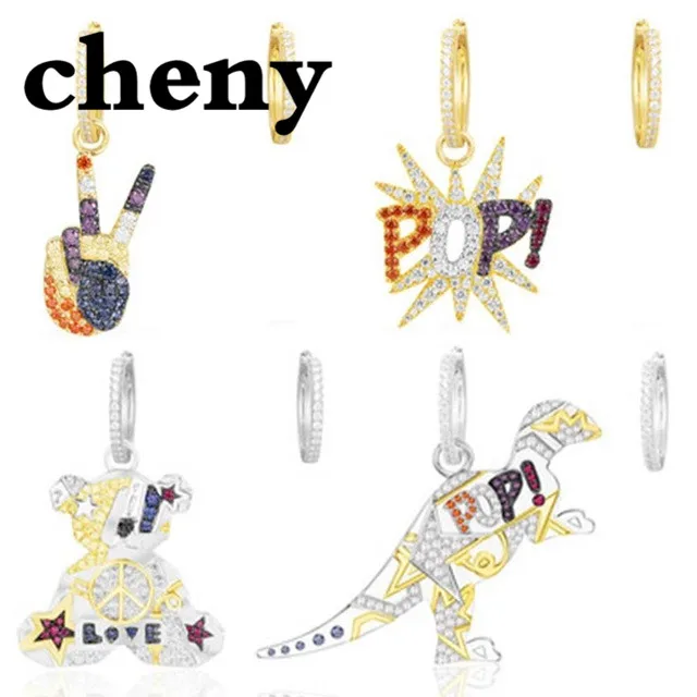 

Fit apm fashion 925 sterling silver 100% APM hyperbole original 1:1 high quality colorful POP asymmetric earrings ladies jewelry
