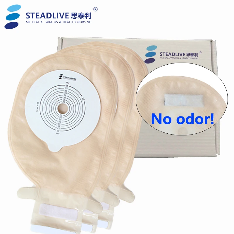 10pcs/lot, One piece Drainable Colostomy Bag, Sticky Closure, Odor free