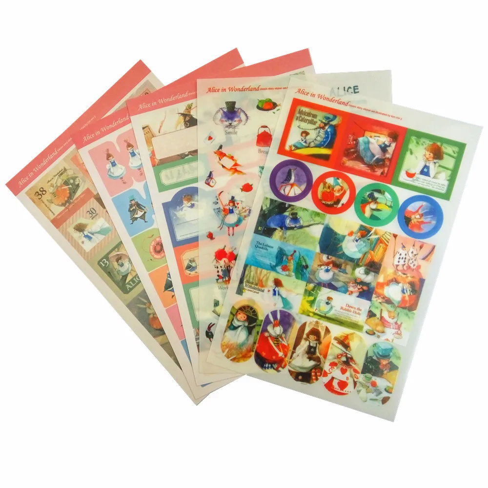 

(5 sheet / lot) Alice In Wonderland Classic Story Scrapbooking Stickers Decoration Label Stickers Stationery Deco Sticker