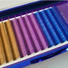 HBZGTLAD весь размерный ряд 0,07 мм 8/14 мм Ложные ресницы синий, золото, розовое золото, 3 вида цветов микс ресницы индивидуальные цветные ресницы для наращивания