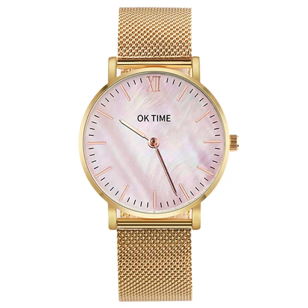 

Minimalism Unisex Women Men Analog Round Shell Dial Mesh Band Quartz Movement Wrist Watch